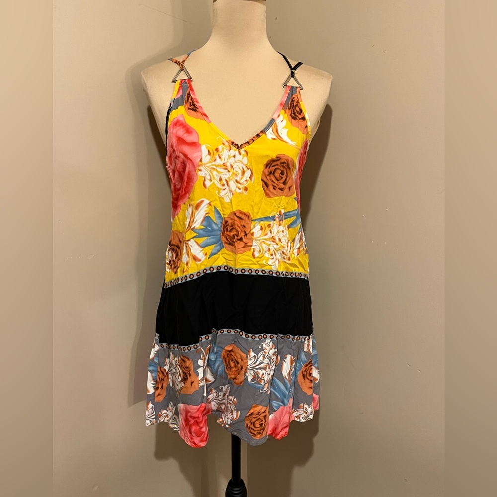 Ganji Boho Floral Patchwork Mini Sundress, size Small